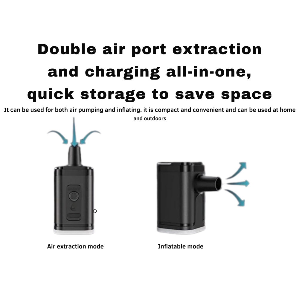 KangaPeak™ Mini Portable Air Pump with 1200Mah Battery USB Rechargeable to Inflate - Deflate for Vacuum Storage Bags, Pool Floats, Air Bed