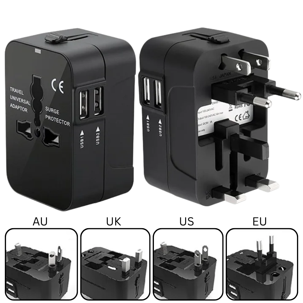 KangaPeak⢠Universal Travel Adapter EU UK US AU AC Power Charger Adapter with Dual USB Port